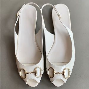 White Patent Gucci Slingbacks